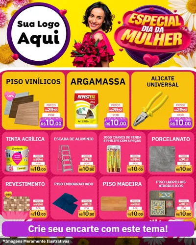 Modelo de Rede Social para Feed Instagram com o tema Especial Dia da Mulher para Material para Construção
