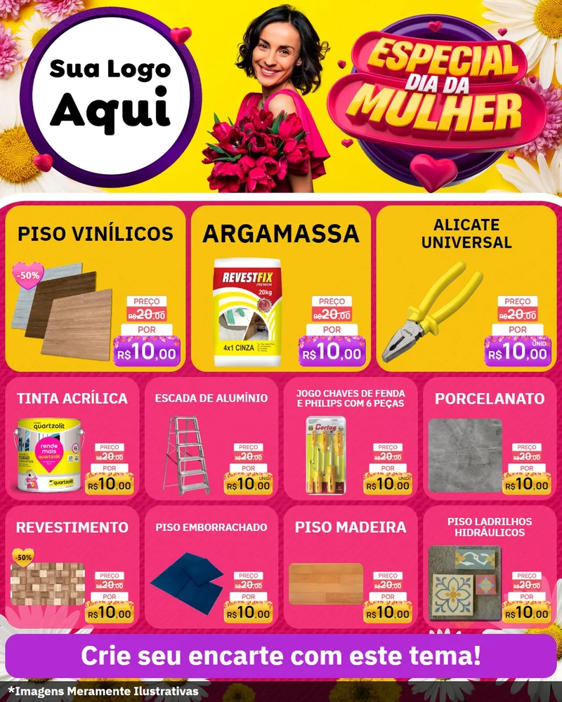 Modelo de Rede Social para Feed Instagram com o tema Especial Dia da Mulher para Material para Construção