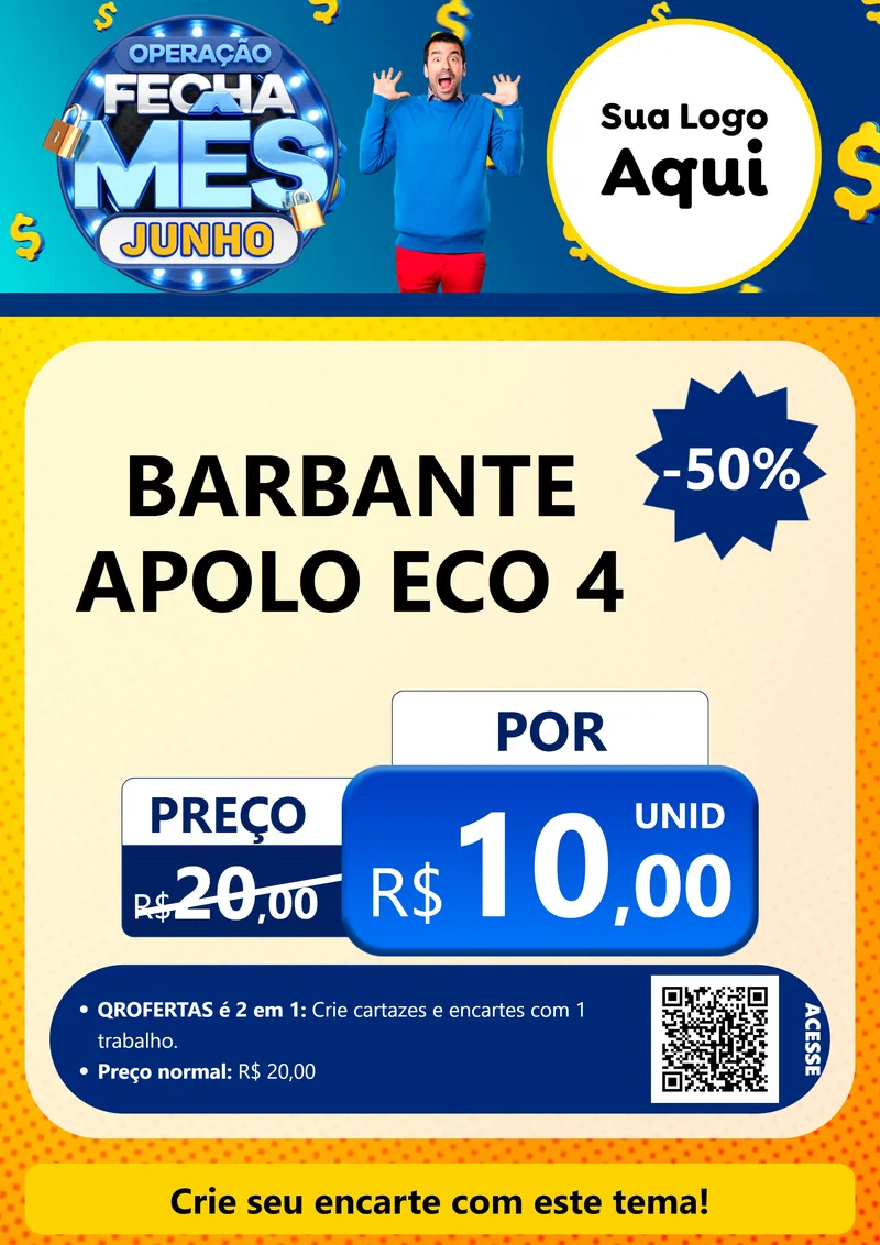 Modelo de Cartaz para Cartaz A4 Vertical com o tema Operação Fecha Mês, Junho para Armarinho e Aviamentos