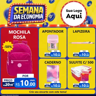 Modelo de Rede Social para Feed Facebook com o tema Semana da Economia para Papelaria