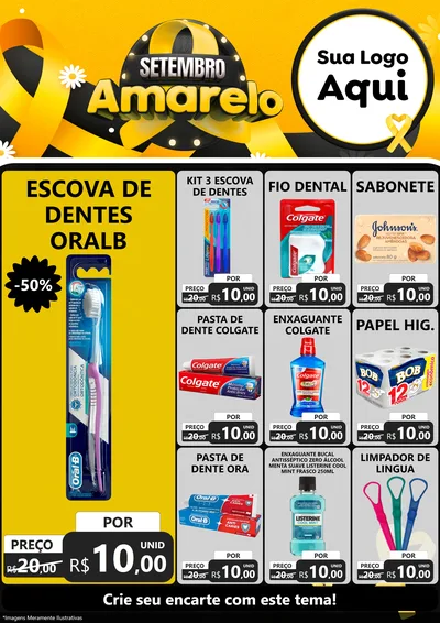 Modelo de Encarte para Encarte A4 Vertical com o tema Setembro Amarelo para Higiene Pessoal