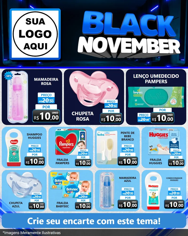 Modelo de Rede Social para Feed Instagram com o tema Black November para Bebês