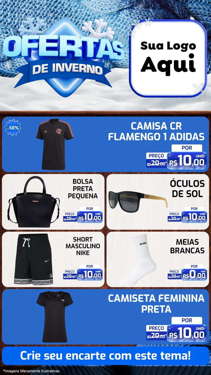 Modelo de TV para TV Vertical com o tema Ofertas de Inverno para Roupas e acessórios