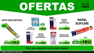 Modelo de TV para TV Horizontal com o tema Ofertas Verde Cartaz para Embalagens