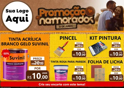 Modelo de Encarte para Encarte A4 Horizontal com o tema Promoção Namorados para Tintas e Ferramentas