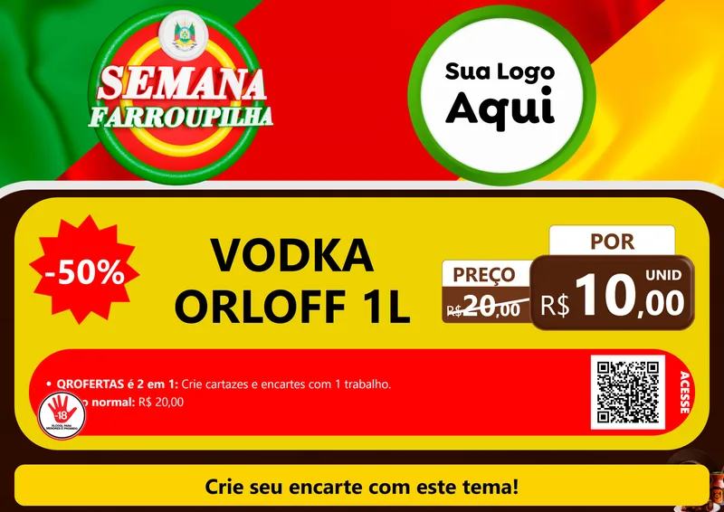 Modelo de Cartaz para Cartaz A4 Horizontal com o tema Semana Farroupilha para Distribuidora de bebidas