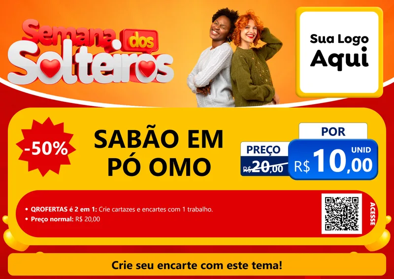 Modelo de Cartaz para Cartaz A4 Horizontal com o tema Semana dos Solteiros para Produtos de Limpeza