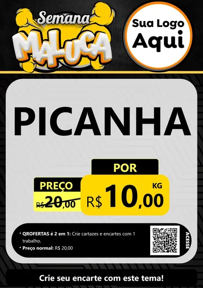 Modelo de Cartaz para Cartaz A4 Vertical com o tema Semana Maluca para Açougue