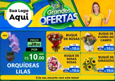 Modelo de Encarte para Encarte A4 Horizontal com o tema Grandes Ofertas para Floricultura e jardim
