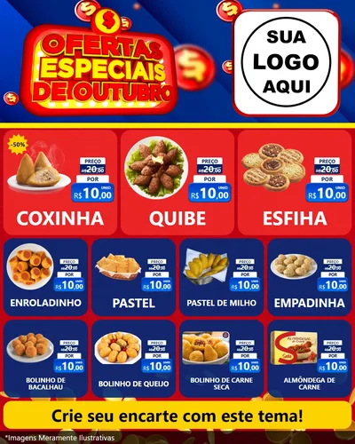 Modelo de Rede Social para Feed Instagram com o tema Ofertas Especiais de Outubro para Salgadaria
