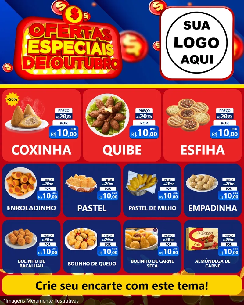 Modelo de Rede Social para Feed Instagram com o tema Ofertas Especiais de Outubro para Salgadaria