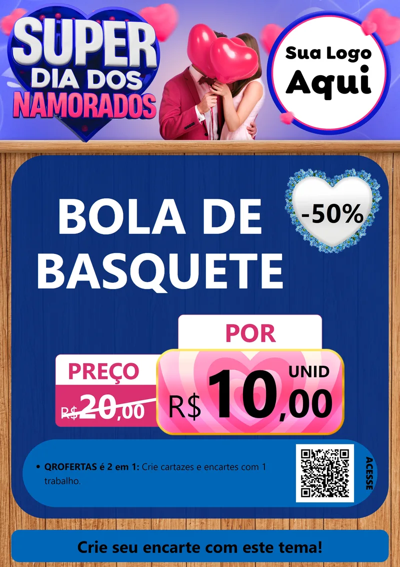 Modelo de Cartaz para Cartaz A4 Vertical com o tema Super Dia dos Namorados para Artigos Esportivos