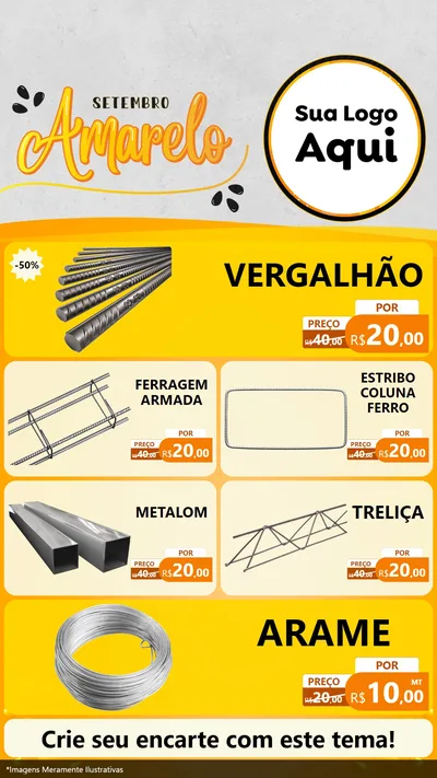 Modelo de TV para TV Vertical com o tema Setembro Amarelo para Ferragens