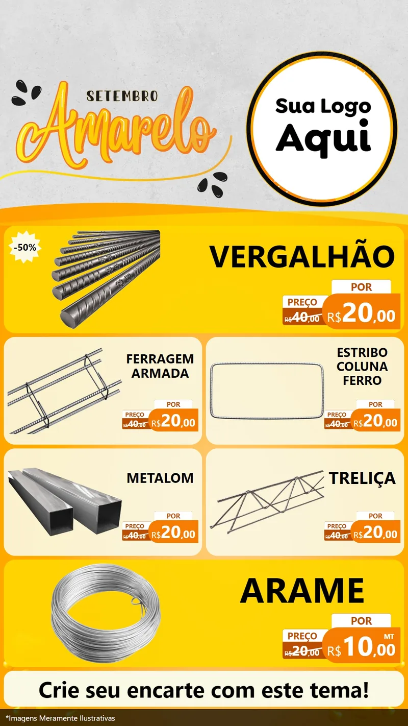 Modelo de TV para TV Vertical com o tema Setembro Amarelo para Ferragens