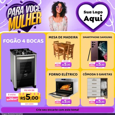 Modelo de Rede Social para Feed Facebook com o tema Para Você, Mulher para Móveis e Eletro
