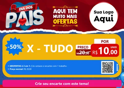 Modelo de Cartaz para Cartaz A4 Horizontal com o tema Dia dos Pais para Hamburgueria