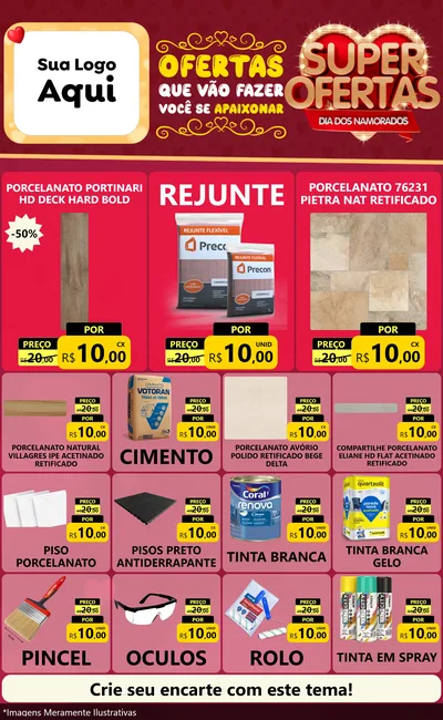 Modelo de Encarte para Encarte Grande com o tema Dia dos Namorados para Pisos e revestimentos