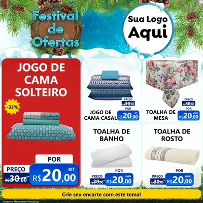 Modelo de Rede Social para Feed Facebook com o tema Festival de Ofertas - Inverno para Cama, Mesa e Banho