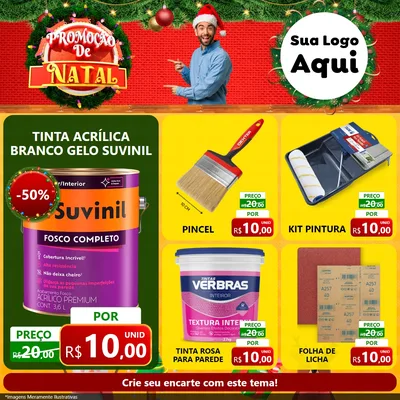 Modelo de Rede Social para Feed Facebook com o tema Promoção de Natal para Tintas e Ferramentas