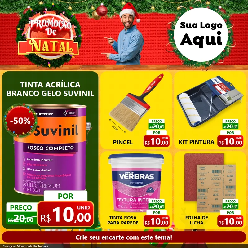Modelo de Rede Social para Feed Facebook com o tema Promoção de Natal para Tintas e Ferramentas