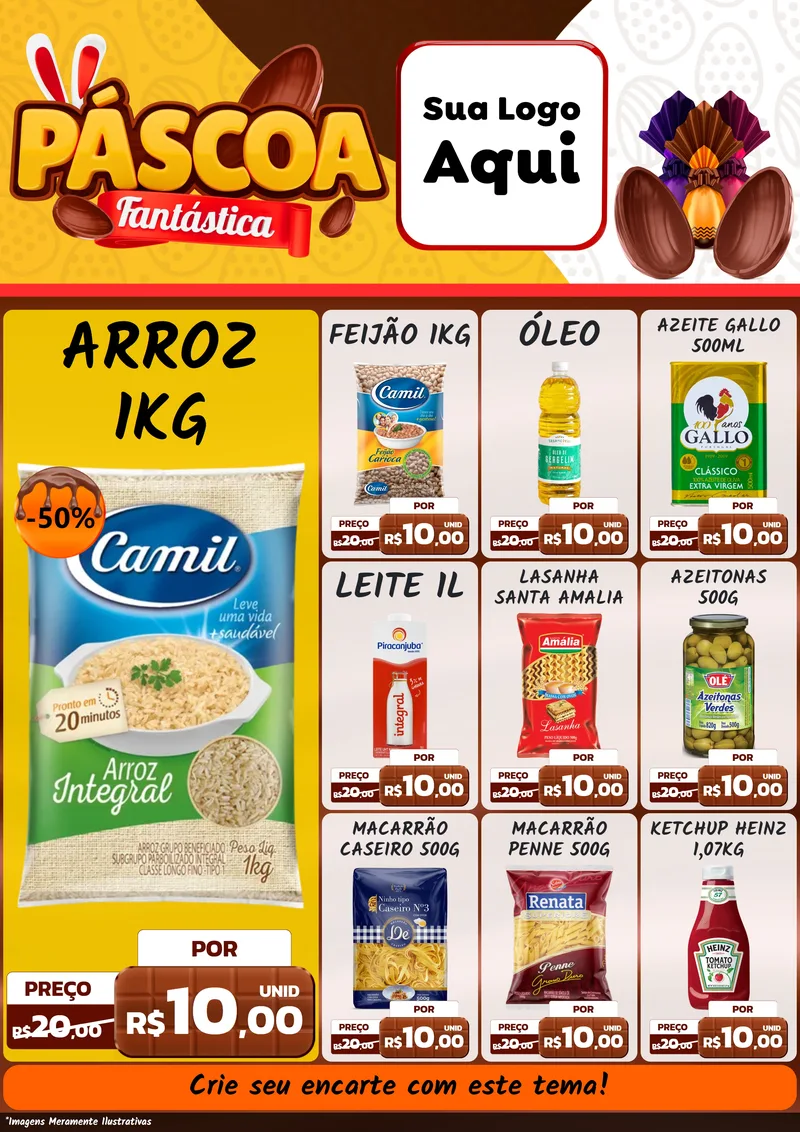 Modelo de Encarte para Encarte A4 Vertical com o tema Páscoa Fantástica para Supermercado