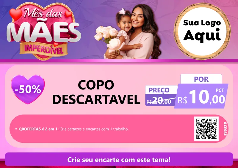 Modelo de Cartaz para Cartaz A4 Horizontal com o tema Mês das Mães Imperdível para Embalagens