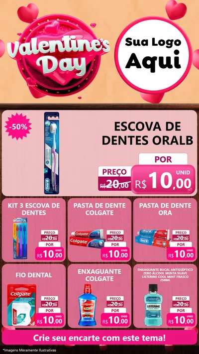 Modelo de Rede Social para Stories com o tema Valentine's Day para Higiene Pessoal