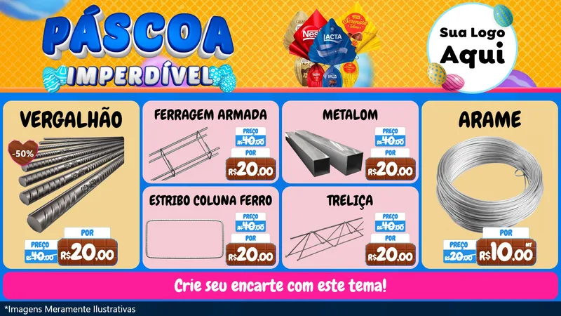 Modelo de TV para TV Horizontal com o tema Páscoa Imperdível para Ferragens