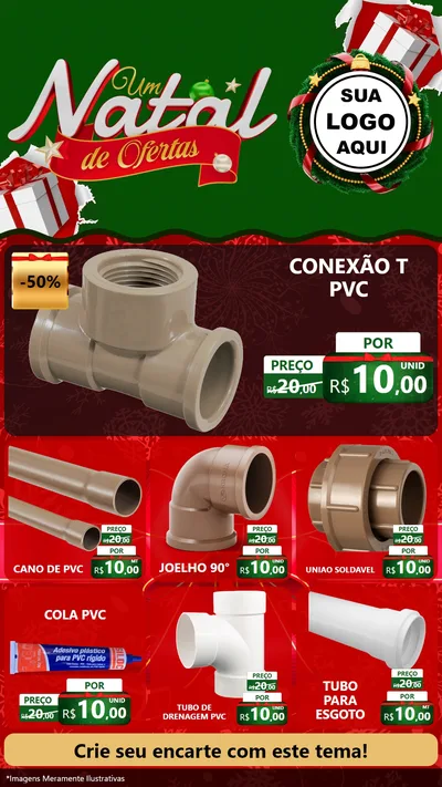 Modelo de Rede Social para Stories com o tema Um Natal de Ofertas para Tubos e conexões