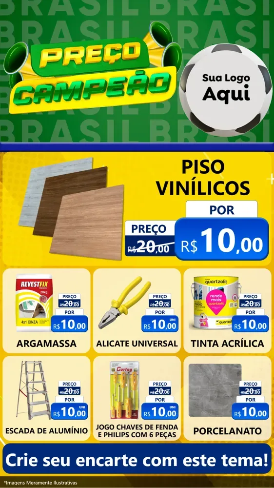 Modelo de Rede Social para Stories com o tema Preço Campeão - Copa para Material para Construção