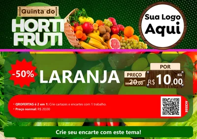 Modelo de Cartaz para Cartaz A4 Horizontal com o tema Quinta do Hortifrúti para Hortifrúti