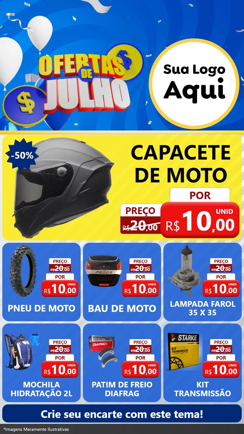 Modelo de Rede Social para Stories com o tema Ofertas de Julho para Moto peças