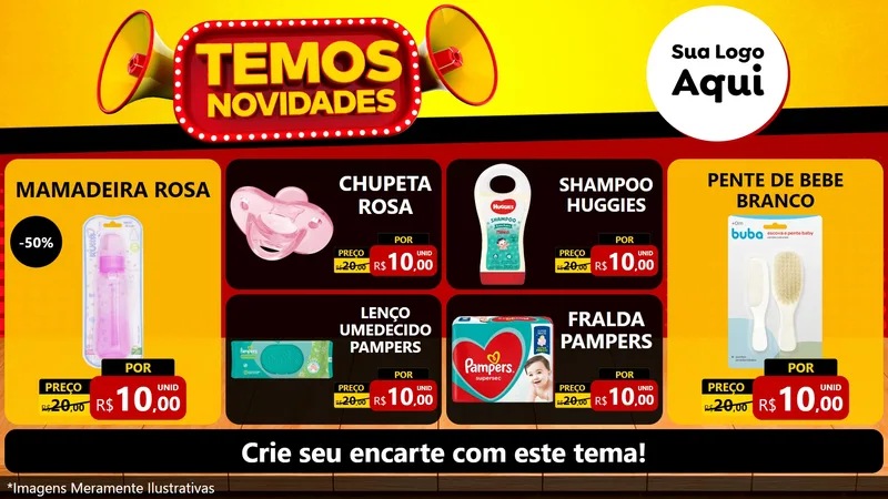 Modelo de TV para TV Horizontal com o tema Temos Novidades para Bebês