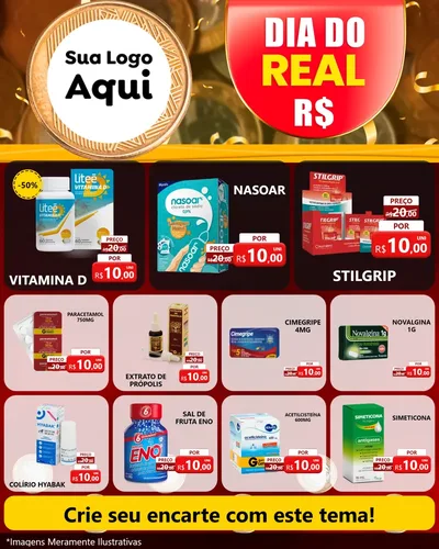 Modelo de Rede Social para Feed Instagram com o tema Dia do Real para Farmácia
