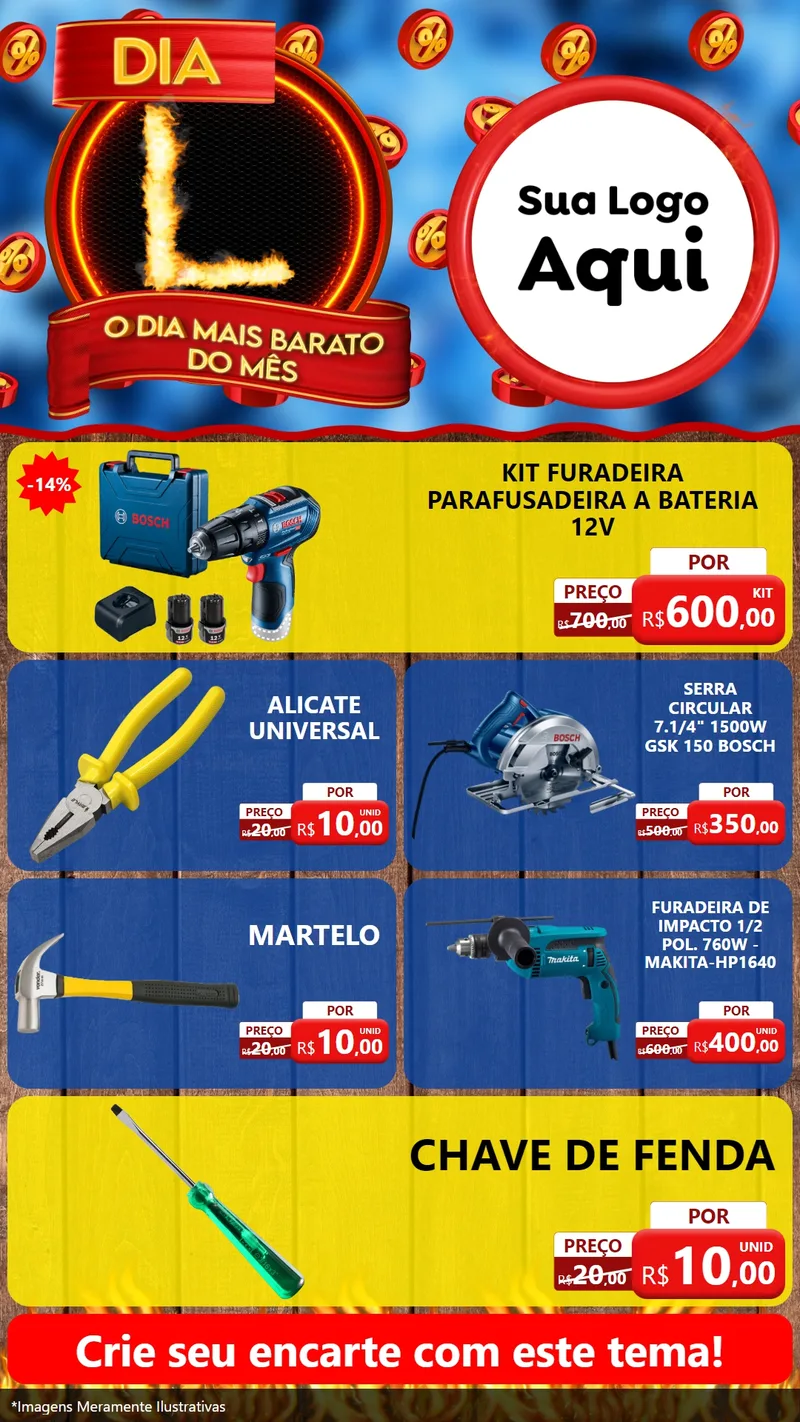 Modelo de TV para TV Vertical com o tema Dia L - O Dia Mais Barato Do Mês para Maquinas e Ferramentas