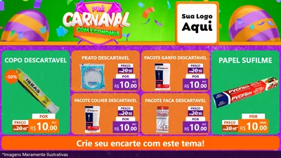 Modelo de TV para TV Horizontal com o tema Pré-Carnaval Com Economia para Embalagens