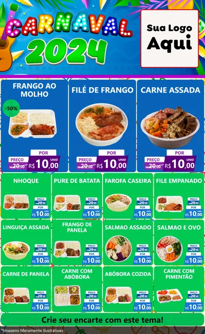Modelo de Encarte para Encarte Grande com o tema Carnaval 2027 para Restaurante
