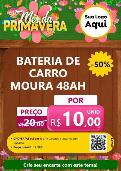 Modelo de Cartaz para Cartaz A4 Vertical com o tema Mês da Primavera para Baterias Elétricas