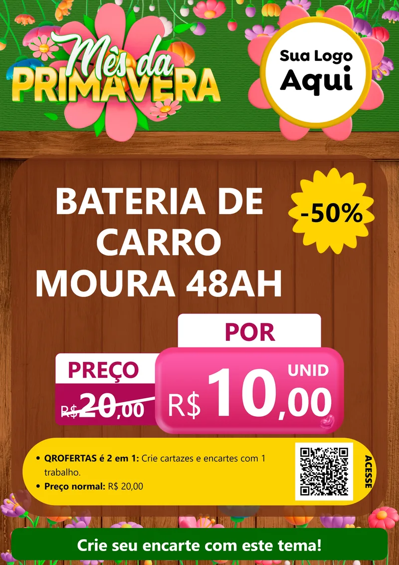 Modelo de Cartaz para Cartaz A4 Vertical com o tema Mês da Primavera para Baterias Elétricas