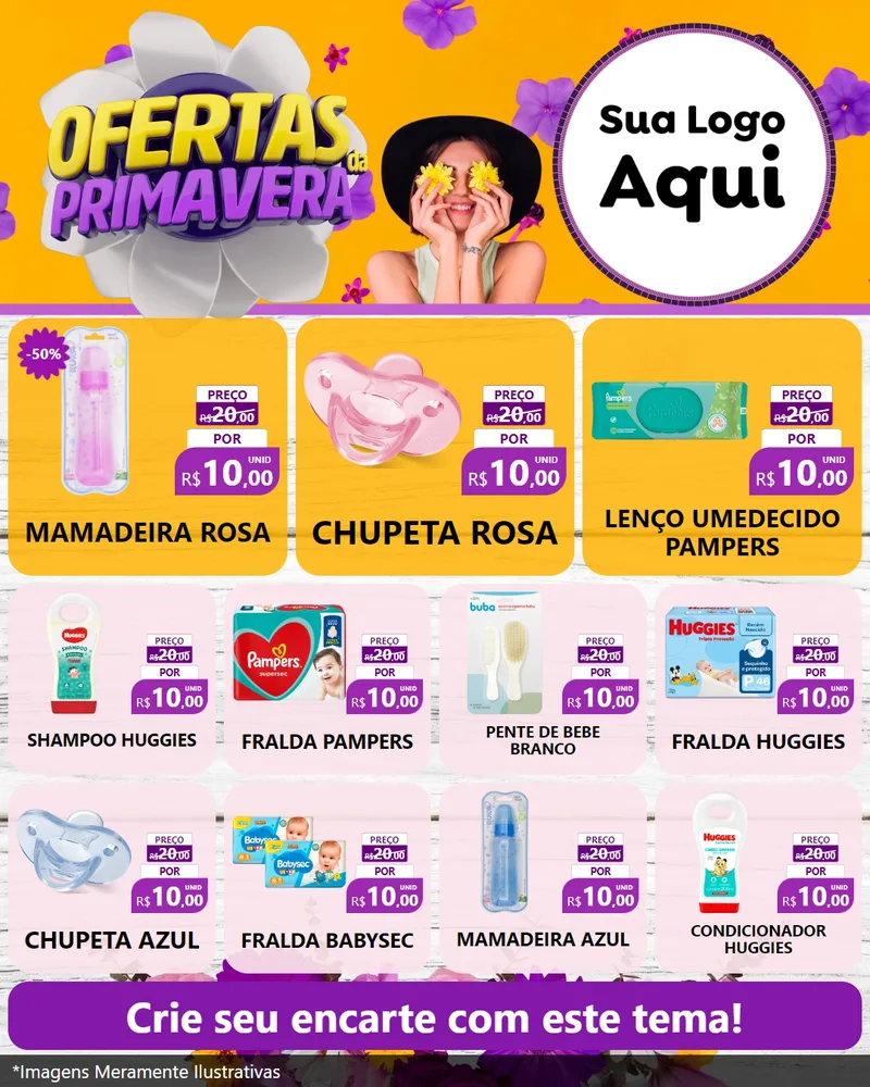 Modelo de Rede Social para Feed Instagram com o tema Ofertas Da Primavera para Bebês