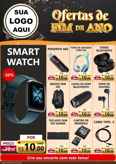 Modelo de Encarte para Encarte A4 Vertical com o tema Ofertas de Fim de Ano para Informática