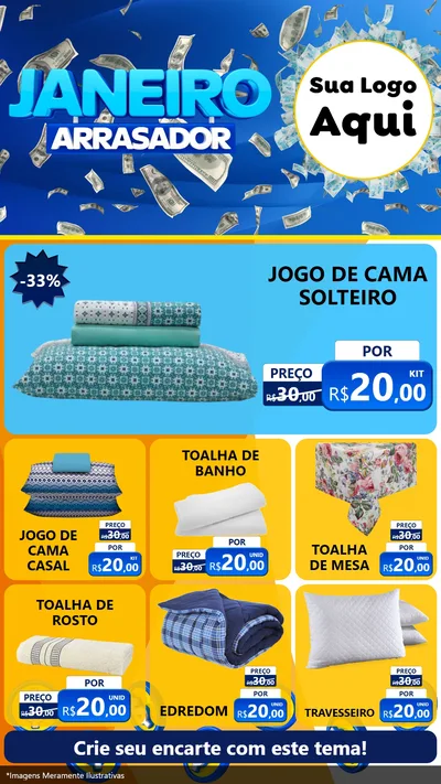 Modelo de Rede Social para Stories com o tema Janeiro Arrasador para Cama, Mesa e Banho