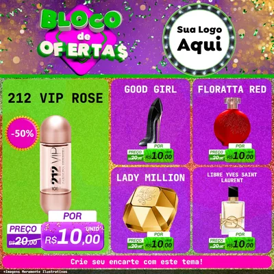 Modelo de Rede Social para Feed Facebook com o tema Bloco de Ofertas para Perfumes