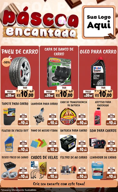 Modelo de Encarte para Encarte Grande com o tema Páscoa Encantada para Auto peças