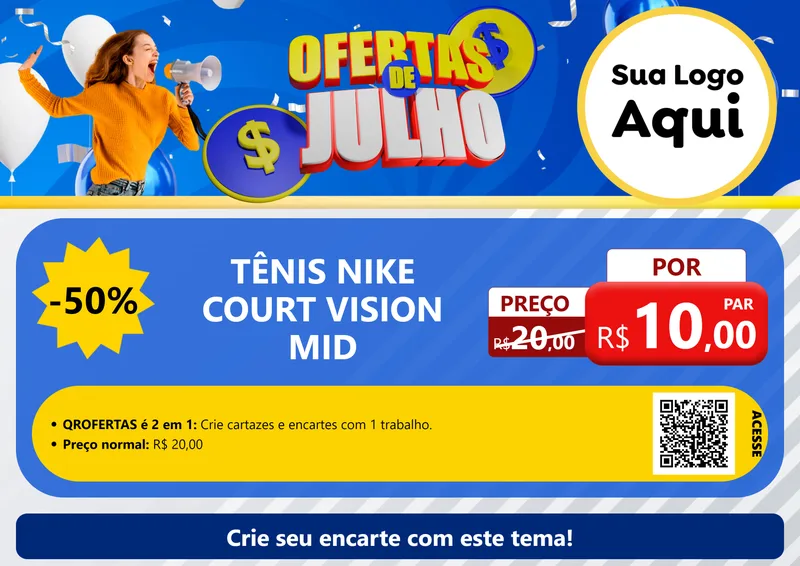Modelo de Cartaz para Cartaz A4 Horizontal com o tema Ofertas de Julho para Calçados