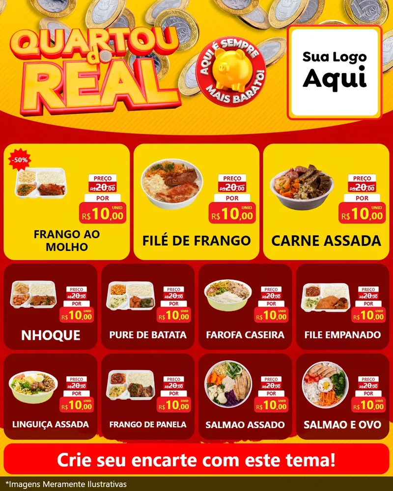 Modelo de Rede Social para Feed Instagram com o tema Quartou do Real para Restaurante