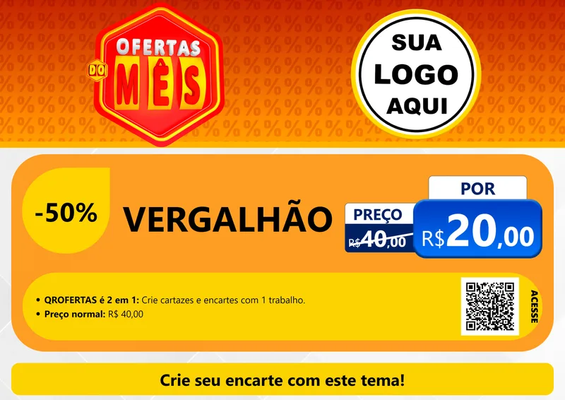 Modelo de Cartaz para Cartaz A4 Horizontal com o tema Ofertas do Mês para Ferragens