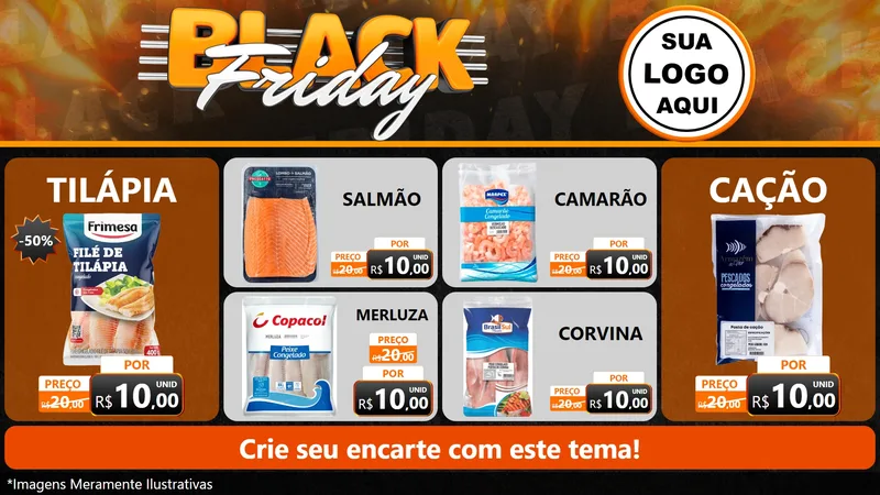 Modelo de TV para TV Horizontal com o tema Black Friday para Peixaria