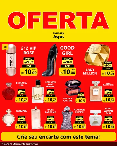 Modelo de Rede Social para Feed Instagram com o tema OFERTA - Vermelho Cartaz para Perfumes