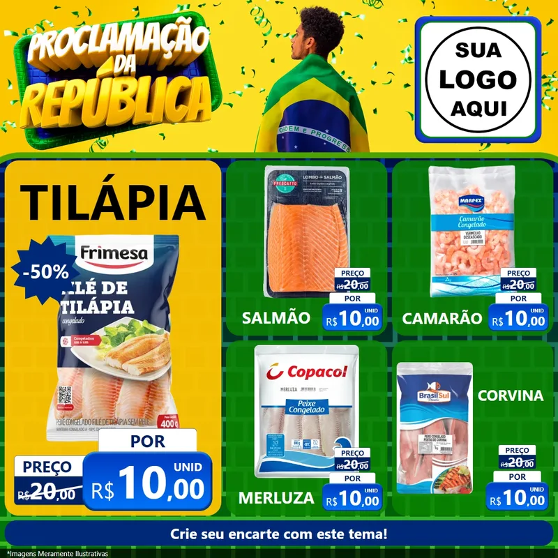 Modelo de Rede Social para Feed Facebook com o tema Proclamação da República para Peixaria